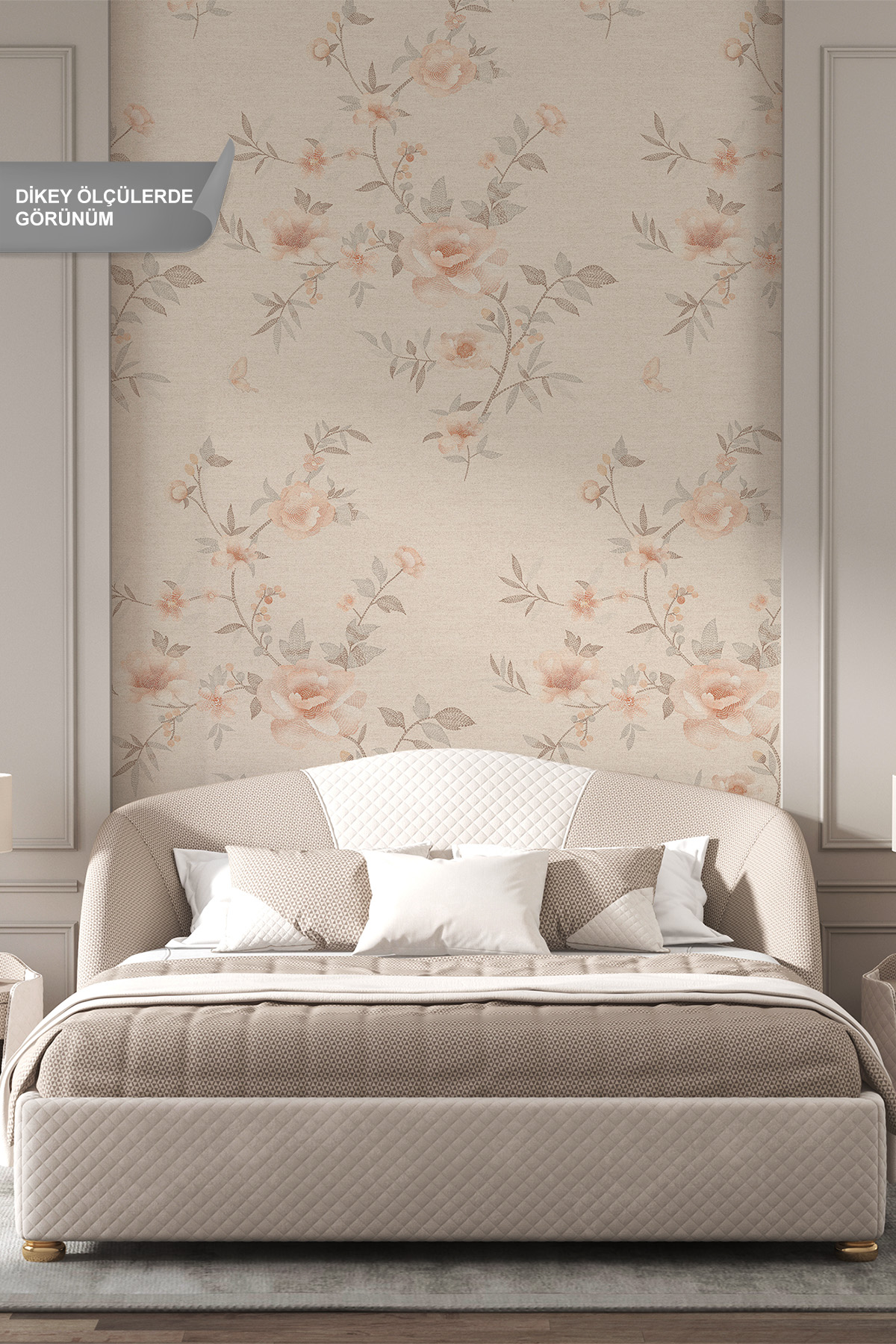Dreamwall Çiçekli, Dal ve Kelebek Motifli Tek Parça Tekstil Duvar Kağıdı görsel 1