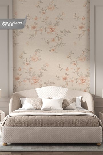 Dreamwall Çiçekli, Dal ve Kelebek Motifli Tek Parça Tekstil Duvar Kağıdı küçük görsel 1