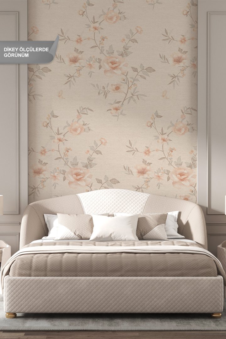Dreamwall Çiçekli, Dal ve Kelebek Motifli Tek Parça Tekstil Duvar Kağıdı