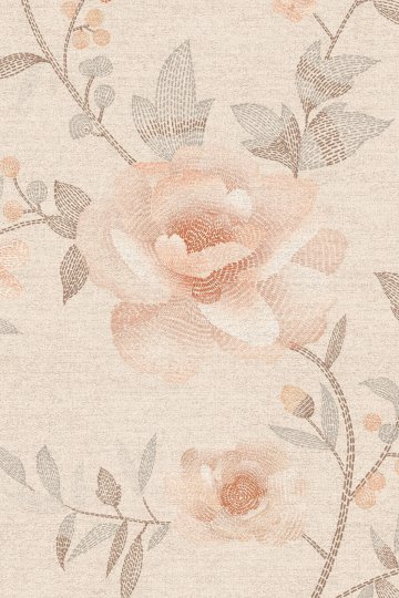 Dreamwall Çiçekli, Dal ve Kelebek Motifli Tek Parça Tekstil Duvar Kağıdı küçük görsel 2