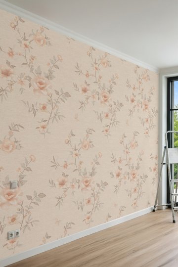 Dreamwall Çiçekli, Dal ve Kelebek Motifli Tek Parça Tekstil Duvar Kağıdı küçük görsel 3