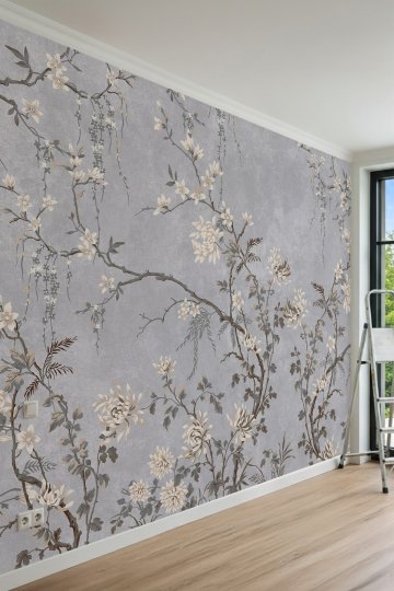 Dreamwall Çiçekli Japon Bahçesi Desenli Tek Parça Tekstil Duvar Kağıdı küçük görsel 2