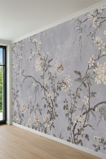 Dreamwall Çiçekli Japon Bahçesi Desenli Tek Parça Tekstil Duvar Kağıdı küçük görsel 3