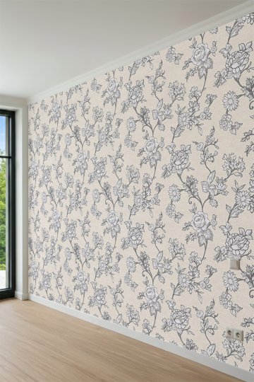 Dreamwall Çiçekli ve Sarmaşık Desenli Tek Parça Tekstil Duvar Kağıdı küçük görsel 4