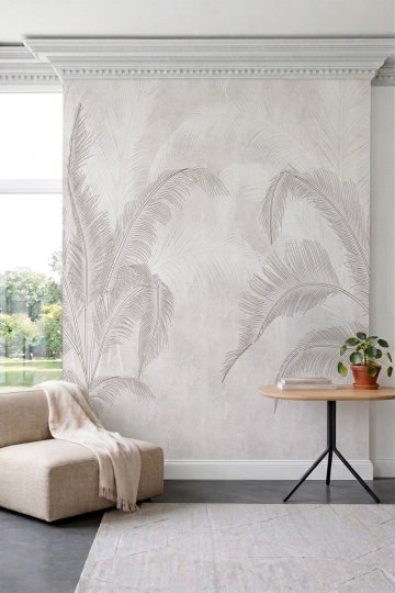 Dreamwall Çizgisel Palmiye Yaprakları Desenli Tek Parça Tekstil Duvar Kağıdı küçük görsel 2