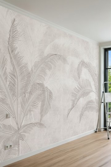 Dreamwall Çizgisel Palmiye Yaprakları Desenli Tek Parça Tekstil Duvar Kağıdı