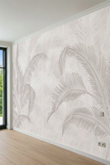 Dreamwall Çizgisel Palmiye Yaprakları Desenli Tek Parça Tekstil Duvar Kağıdı küçük görsel 3