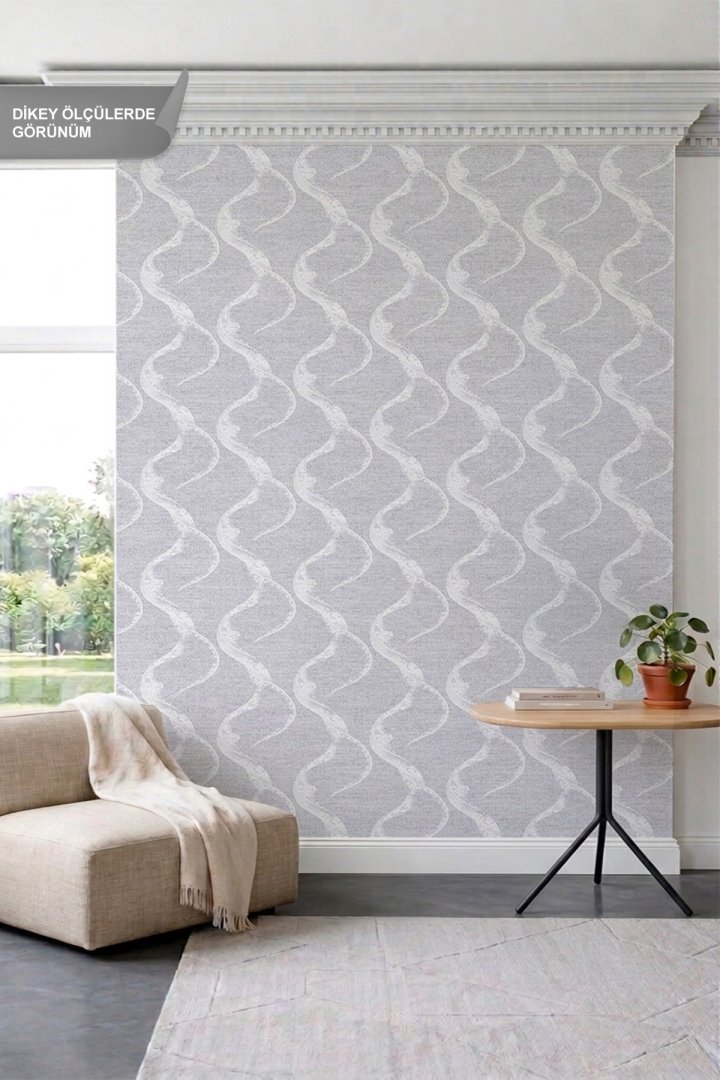Dreamwall Dalgalı ve Kıvrımlı Çizgi Motifli Tek Parça Tekstil Duvar Kağıdı