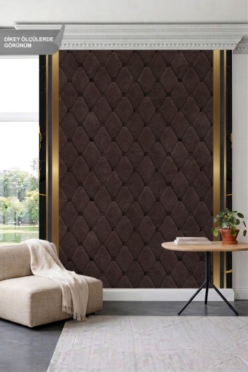 Dreamwall Damarlı Mermer ve Kapitone Deri Panel Görünümlü Tek Parça Tekstil Duvar Kağıdı küçük görsel 2