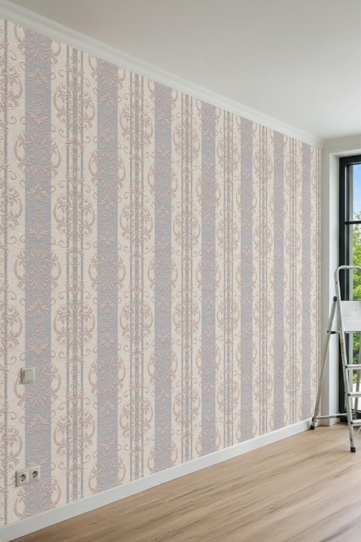 Dreamwall Damask Motifli Klasik 3D Tek Parça Tekstil Duvar Kağıdı