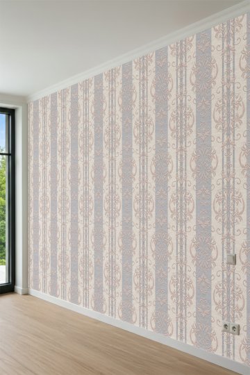 Dreamwall Damask Motifli Klasik 3D Tek Parça Tekstil Duvar Kağıdı küçük görsel 4
