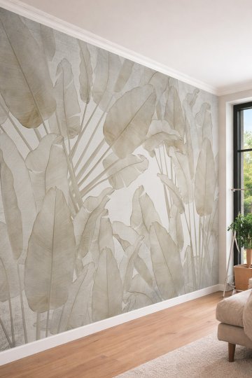 Dreamwall Dev Palmiye Yaprağı Desenli Pastel Modern Tek Parça Tekstil Duvar Kağıdı