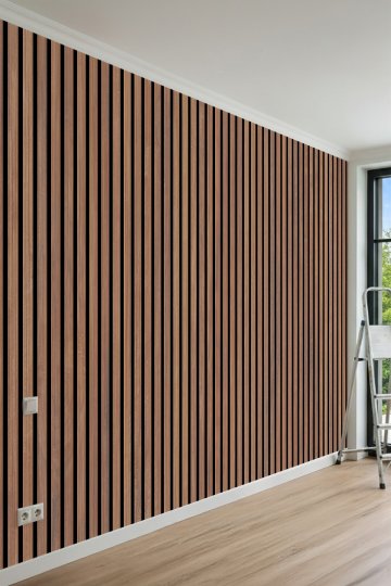 Dreamwall Dikey Ahşap Latalı Akustik Panel Desenli Tek Parça Tekstil Duvar Kağıdı küçük görsel 4