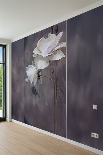 Dreamwall Dikey Panel ve Sanatsal Şakayık Motifli Tek Parça Tekstil Duvar Kağıdı küçük görsel 3