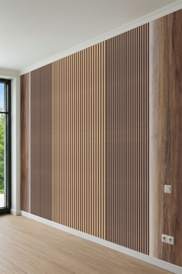 Dreamwall Dinamik Ahşap Çıta ve Oniks Mermer Desenli Tek Parça  Duvar Kağıdı