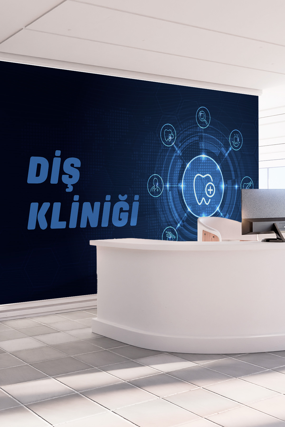 Dreamwall Diş Hekimliği ve Tıp Teknolojisi Temalı Özelleştirilebilir Tek Parça Tekstil Duvar Kağıdı görsel 1