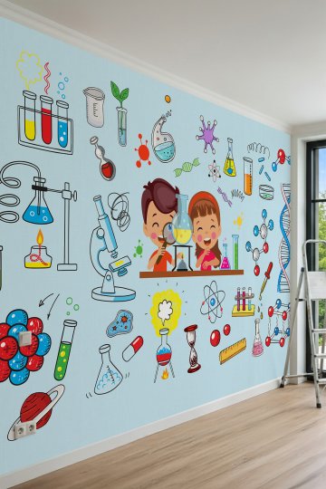 Dreamwall DNA Sarmalı, Molekül Modelleri ve Bilim Temalı Tek Parça Tekstil Duvar Kağıdı küçük görsel 2