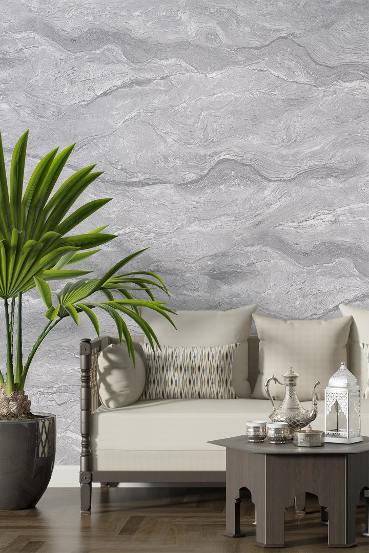 Dreamwall Doğal Taş Görünümlü Mermer Dokulu Modern Desenli Tek Parça Tekstil Duvar Kağıdı