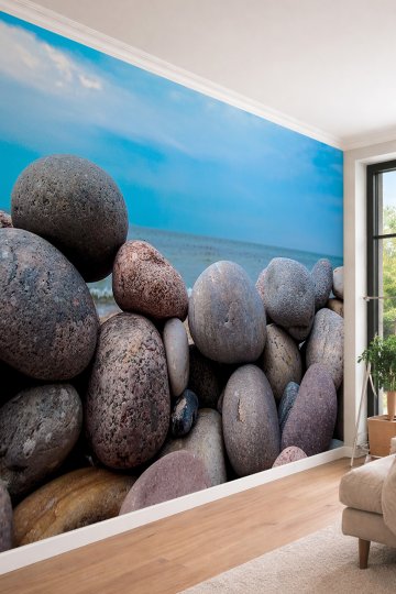 Dreamwall Doğal Taş ve Deniz Temalı - Spa ve Salon İçin Tek Parça Tekstil Duvar Kağıdı
