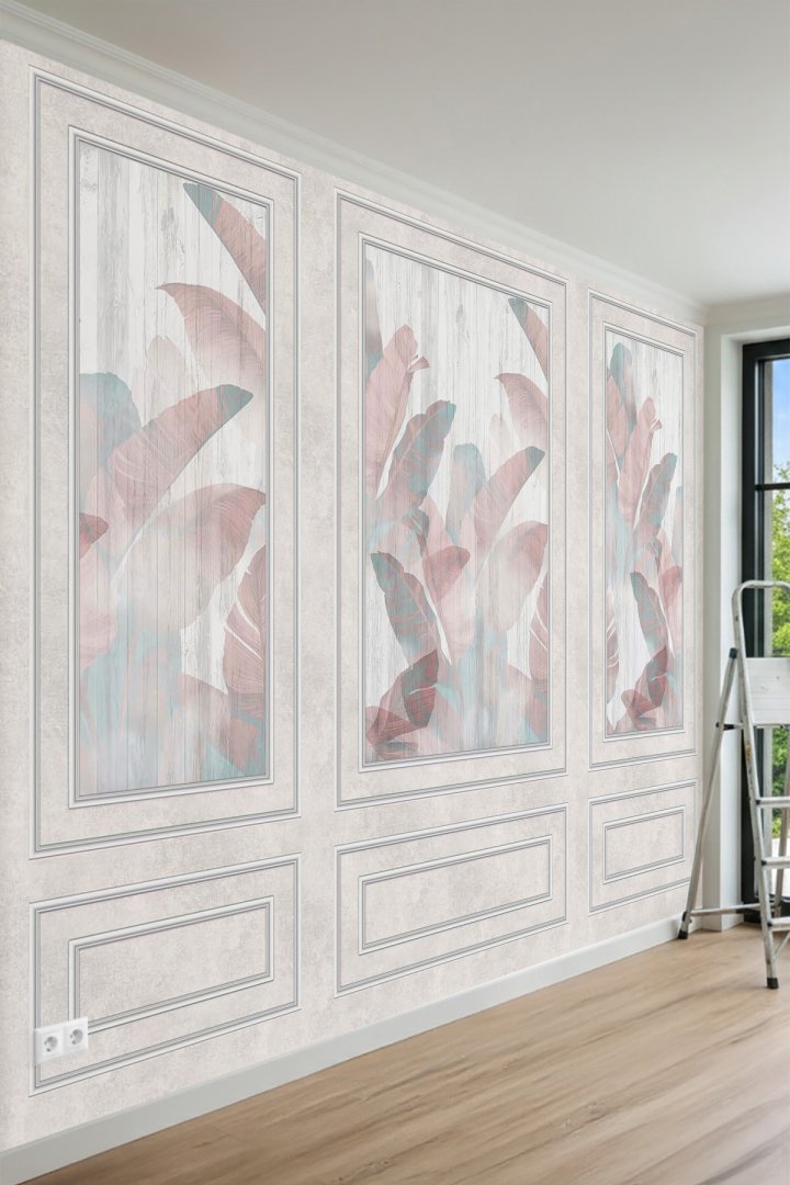 Dreamwall Duvar Çıtası Görünümlü, Klasik Çiçek Desenli Tekstil Duvar Kağıdı