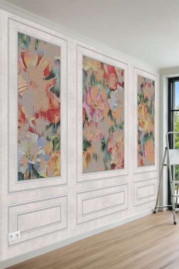 Dreamwall Duvar Çıtası Görünümlü, Soyut Sulu Boya Çiçek Desenli Modern Tekstil Duvar Kağıdı