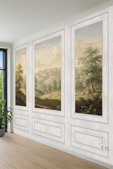 Dreamwall Duvar Çıtası ve Klasik Manzara Tarihi Mimari Desenli Tekstil Duvar Kağıdı