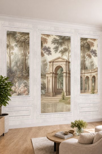 Dreamwall Duvar Çıtası ve Klasik Mimari Desenli Modern Tekstil Duvar Kağıdı