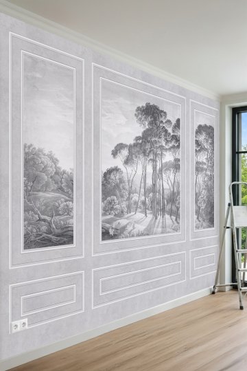 Dreamwall Duvar Çıtası ve Klasik Orman Manzarası Desenli Tekstil Duvar Kağıdı