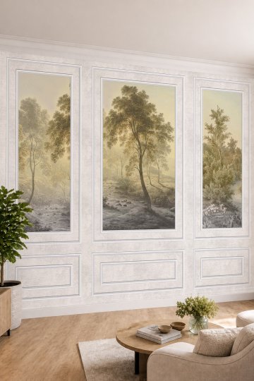 Dreamwall Duvar Çıtası ve Sanatsal Gravür Orman Manzaralı Tekstil Duvar Kağıdı