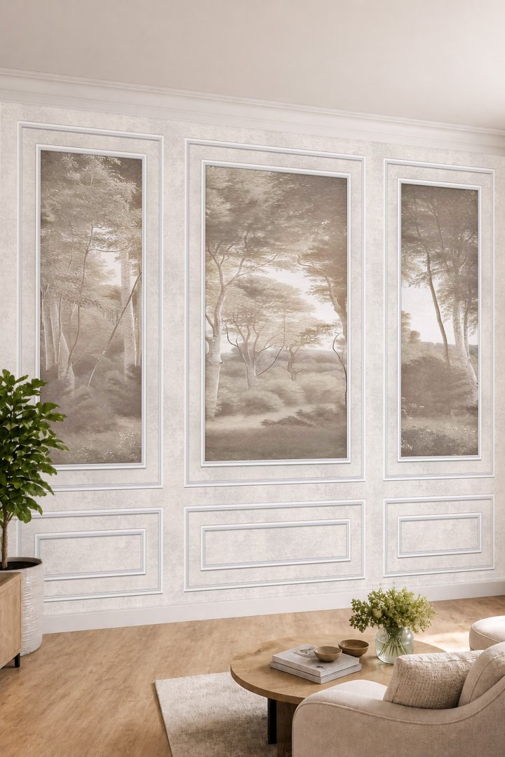 Dreamwall Duvar Çıtası ve Sisli Orman Temalı Klasik Tekstil Duvar Kağıdı