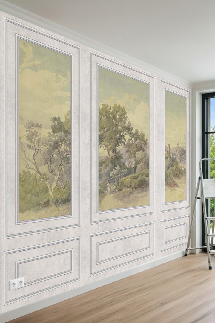 Dreamwall Duvar Çıtası ve Tarihi Kale Manzaralı Klasik Tekstil Duvar Kağıdı