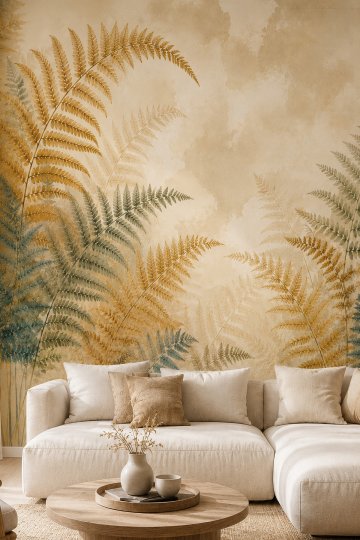 Dreamwall Eğrelti Fısıltısı Temalı Tek Parça Tekstil Duvar Kağıdı küçük görsel 3