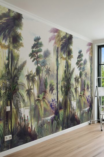 Dreamwall Egzotik Tropikal Orman ve Palmiye Esintisi Tek Parça Tekstil Duvar Kağıdı