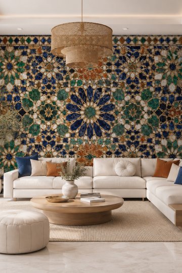 Dreamwall Elhamra Mozaiği Temalı Tek Parça Tekstil Duvar Kağıdı küçük görsel 2