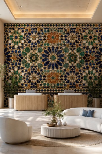Dreamwall Elhamra Mozaiği Temalı Tek Parça Tekstil Duvar Kağıdı küçük görsel 3