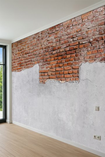 Dreamwall Eskitme Beton Sıva ve Tuğla Görünümlü Tek Parça Tekstil Duvar Kağıdı küçük görsel 3