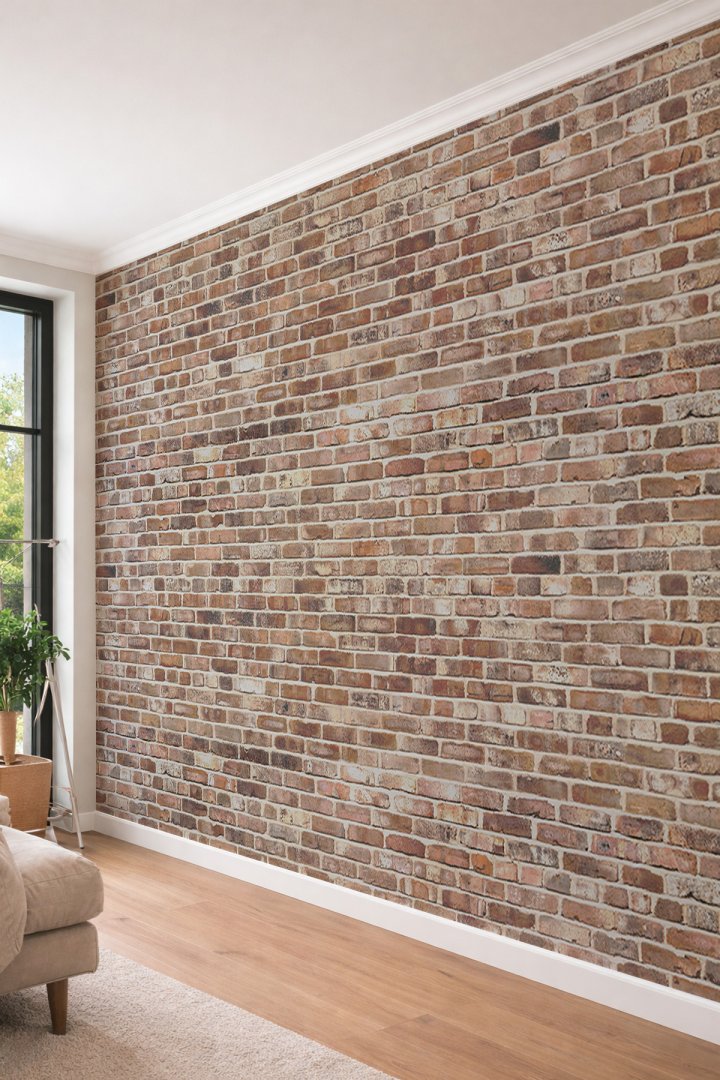 Dreamwall Eskitme Tuğla Desenli Rüstik Tek Parça Tekstil Duvar Kağıdı