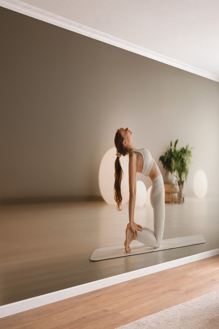 Dreamwall Estetik Yoga Pozisyonu Sergileyen Kadın Figürlü Modern Tek Parça Tekstil Duvar Kağıdı
