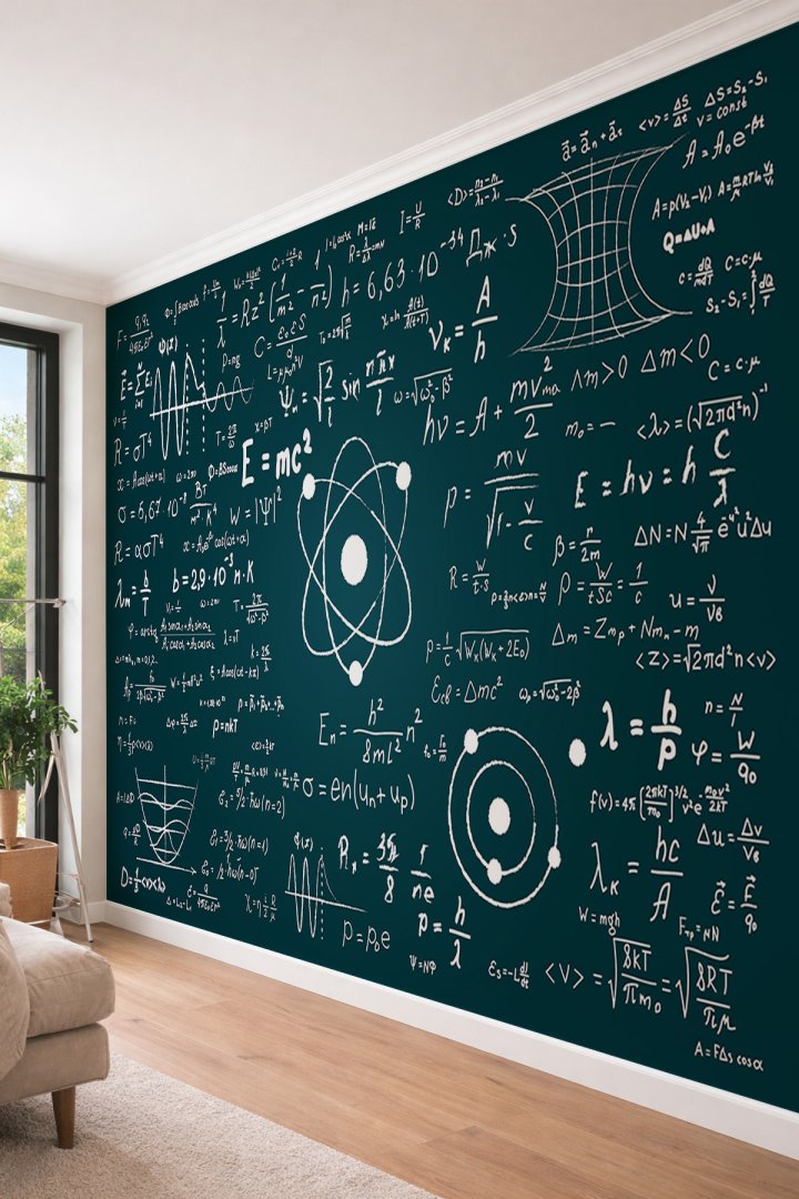 Dreamwall Fizik ve Matematik Formülleri Temalı Entelektüel Tek Parça Tekstil Duvar Kağıdı