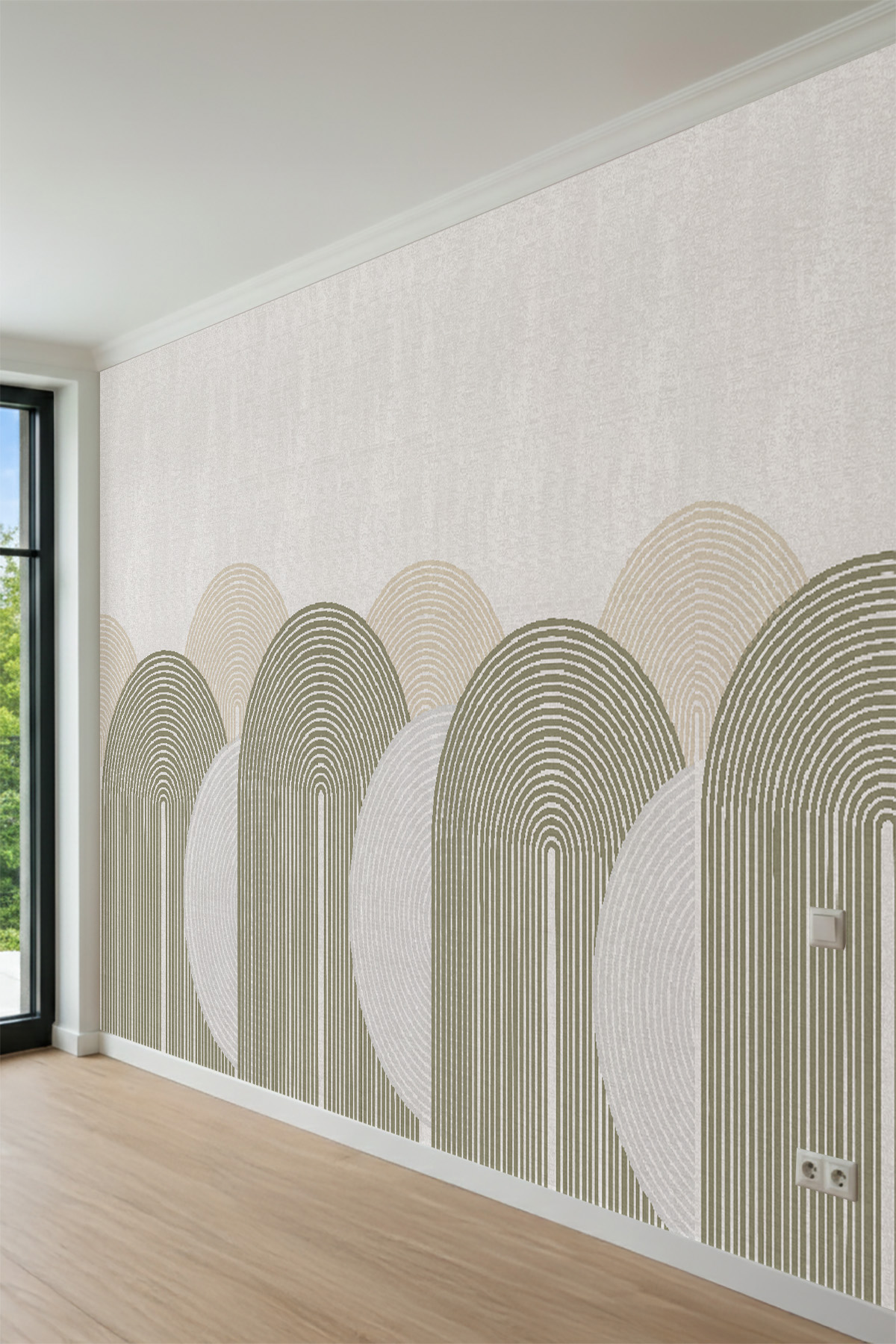 Dreamwall Geometrik Gökkuşağı Desenli Tek Parça Tekstil Duvar Kağıdı görsel 1