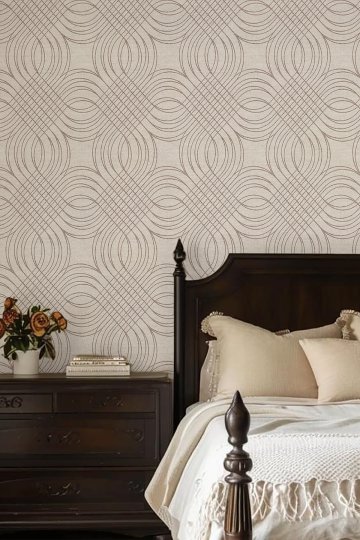 Dreamwall Geometrik Kavisli Hatlar ve Örgü Desenli Tek Parça Tekstil Duvar Kağıdı küçük görsel 1
