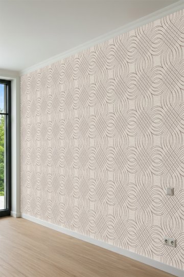 Dreamwall Geometrik Kavisli Hatlar ve Örgü Desenli Tek Parça Tekstil Duvar Kağıdı küçük görsel 3