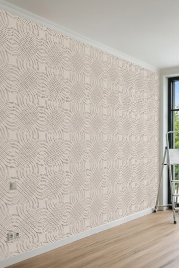 Dreamwall Geometrik Kavisli Hatlar ve Örgü Desenli Tek Parça Tekstil Duvar Kağıdı küçük görsel 4