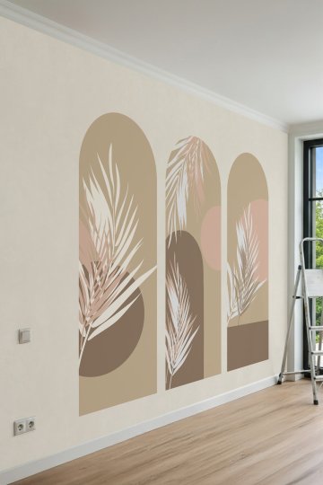 Dreamwall Geometrik Kemerli Yaprak Desenli Tek Parça Tekstil Duvar Kağıdı