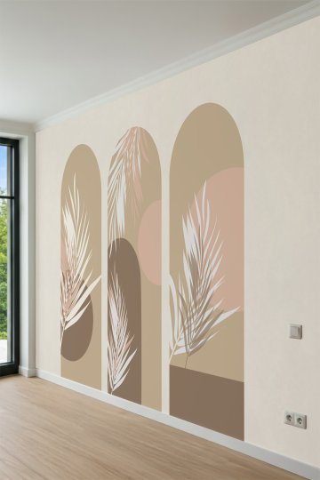 Dreamwall Geometrik Kemerli Yaprak Desenli Tek Parça Tekstil Duvar Kağıdı küçük görsel 2