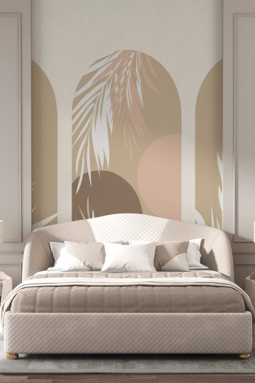 Dreamwall Geometrik Kemerli Yaprak Desenli Tek Parça Tekstil Duvar Kağıdı küçük görsel 4