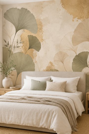Dreamwall Ginkgo Meltemi Soft Çiçekler Temalı Tek Parça Tekstil Duvar Kağıdı küçük görsel 4