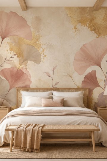 Dreamwall Ginkgo Zarafeti Temalı Tek Parça Tekstil Duvar Kağıdı küçük görsel 2