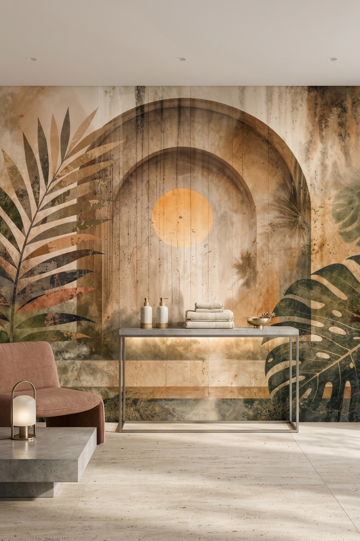 Dreamwall Gizli Vaha- Kemer ve Botanik Desenli Tek Parça Tekstil Duvar Kağıdı  görsel 1