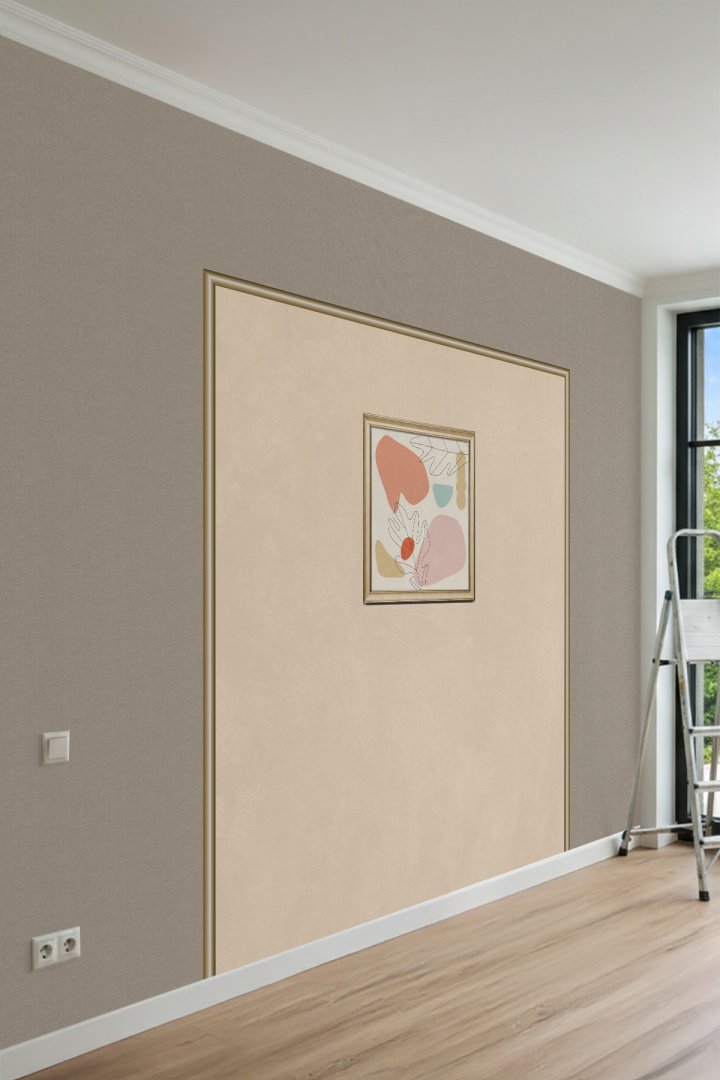 Dreamwall Gold Çıta ve Tablo Desenli Tek Parça Tekstil Duvar Kağıdı